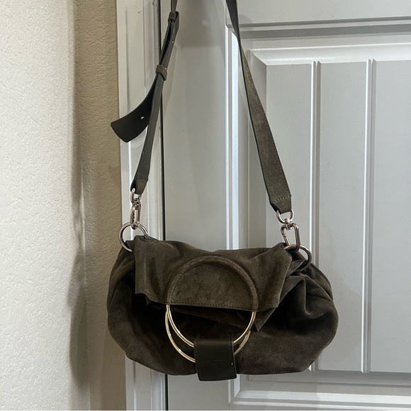 LIEBESKIND Berlin Ravenna Amal Olive Green Gold Ring Handle Cross body Bag Purse - Picture 1 of 16